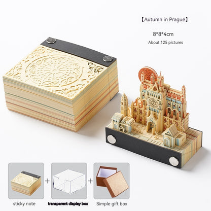 [Cultural Creation] Manufacturer. OK. Customized. 3d Sticky Notes Creative Three-Dimensional Paper Carving Qingshui Temple Sticky Notes Tiktok