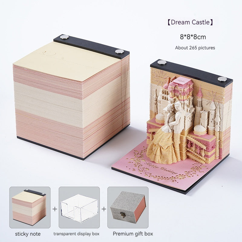 [Cultural Creation] Manufacturer. OK. Customized. 3d Sticky Notes Creative Three-Dimensional Paper Carving Qingshui Temple Sticky Notes Tiktok