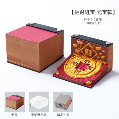 [Cultural Creation] Manufacturer. OK. Customized. 3d Sticky Notes Creative Three-Dimensional Paper Carving Qingshui Temple Sticky Notes Tiktok