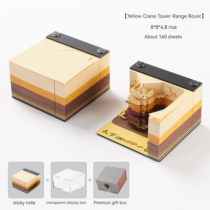 [Cultural Creation] Manufacturer. OK. Customized. 3d Sticky Notes Creative Three-Dimensional Paper Carving Qingshui Temple Sticky Notes Tiktok