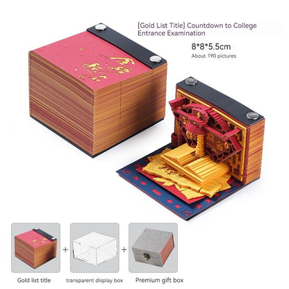 [Cultural Creation] Manufacturer. OK. Customized. 3d Sticky Notes Creative Three-Dimensional Paper Carving Qingshui Temple Sticky Notes Tiktok