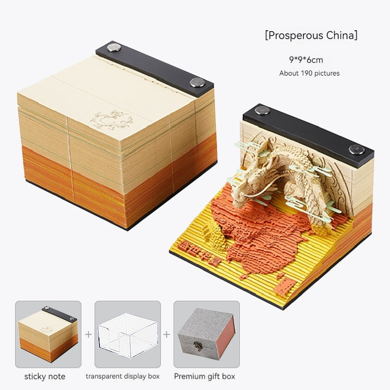 [Cultural Creation] Manufacturer. OK. Customized. 3d Sticky Notes Creative Three-Dimensional Paper Carving Qingshui Temple Sticky Notes Tiktok