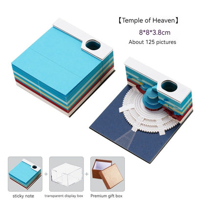 [Cultural Creation] Manufacturer. OK. Customized. 3d Sticky Notes Creative Three-Dimensional Paper Carving Qingshui Temple Sticky Notes Tiktok