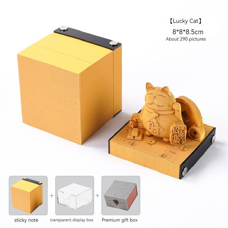 [Cultural Creation] Manufacturer. OK. Customized. 3d Sticky Notes Creative Three-Dimensional Paper Carving Qingshui Temple Sticky Notes Tiktok