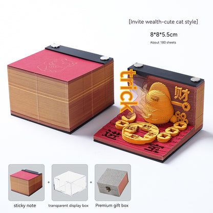 [Cultural Creation] Manufacturer. OK. Customized. 3d Sticky Notes Creative Three-Dimensional Paper Carving Qingshui Temple Sticky Notes Tiktok