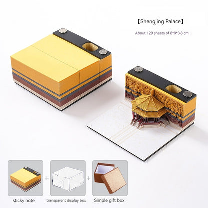 [Cultural Creation] Manufacturer. OK. Customized. 3d Sticky Notes Creative Three-Dimensional Paper Carving Qingshui Temple Sticky Notes Tiktok