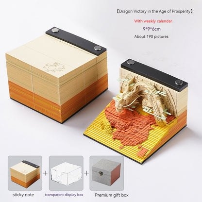 [Cultural Creation] Manufacturer. OK. Customized. 3d Sticky Notes Creative Three-Dimensional Paper Carving Qingshui Temple Sticky Notes Tiktok