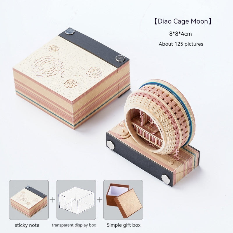 [Cultural Creation] Manufacturer. OK. Customized. 3d Sticky Notes Creative Three-Dimensional Paper Carving Qingshui Temple Sticky Notes Tiktok