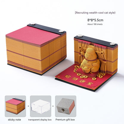 [Cultural Creation] Manufacturer. OK. Customized. 3d Sticky Notes Creative Three-Dimensional Paper Carving Qingshui Temple Sticky Notes Tiktok