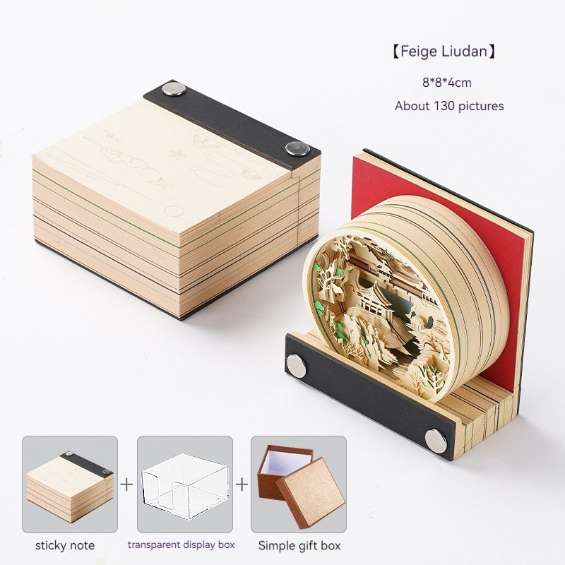 [Cultural Creation] Manufacturer. OK. Customized. 3d Sticky Notes Creative Three-Dimensional Paper Carving Qingshui Temple Sticky Notes Tiktok