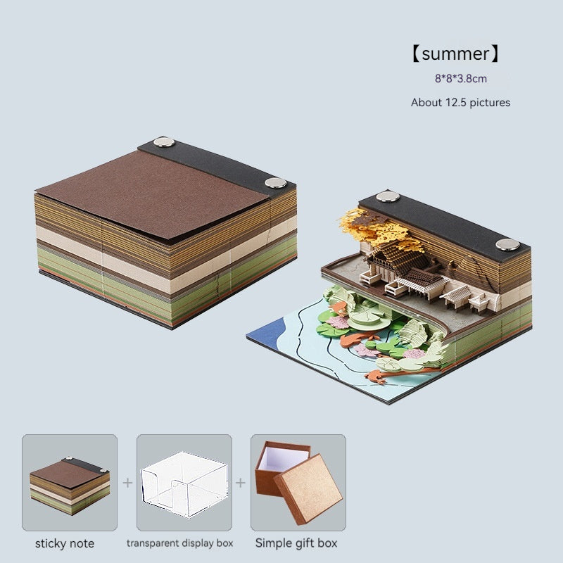 [Cultural Creation] Manufacturer. OK. Customized. 3d Sticky Notes Creative Three-Dimensional Paper Carving Qingshui Temple Sticky Notes Tiktok