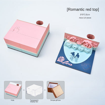 Romantic Three-Dimensional Paper Carving Model Notepad Gradient Modeling Creative Sticky Note Model Gift