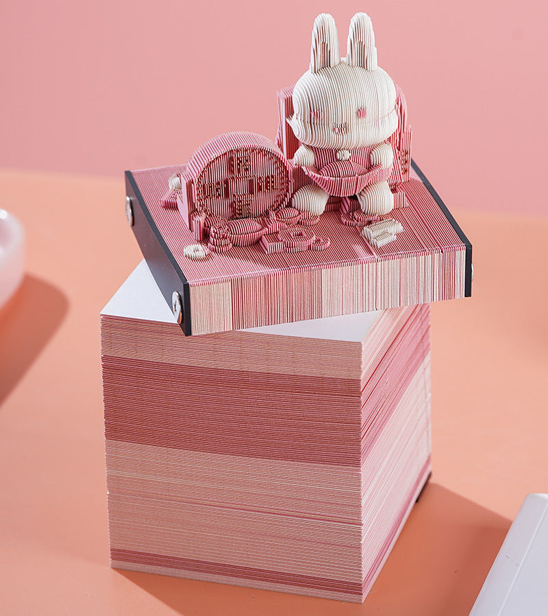 Lucky Rabbit Lucky Three-Dimensional Paper Carving Note Diy Creative Cartoon Good-looking Middle School Student Multi-Functional Desktop Decoration