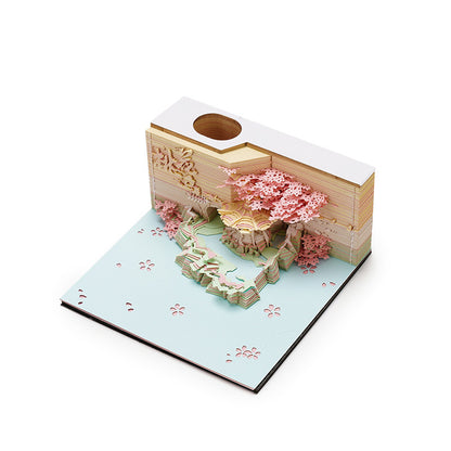 Peach Blossom Island 3d Stereo Sticky Notes Internet Celebrity Note Paper Carved Artwork Cheap Creative Building Notepad