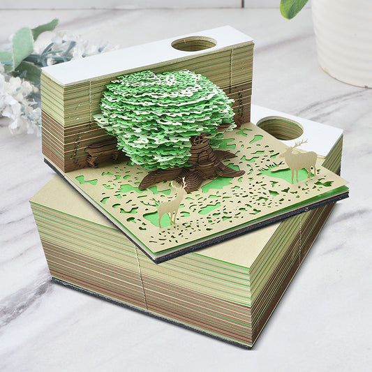 Jungle Secret 3d Creative Three-Dimensional Tree Shredded Gradient Note Gift Creative Paper Carving Beautiful and Practical