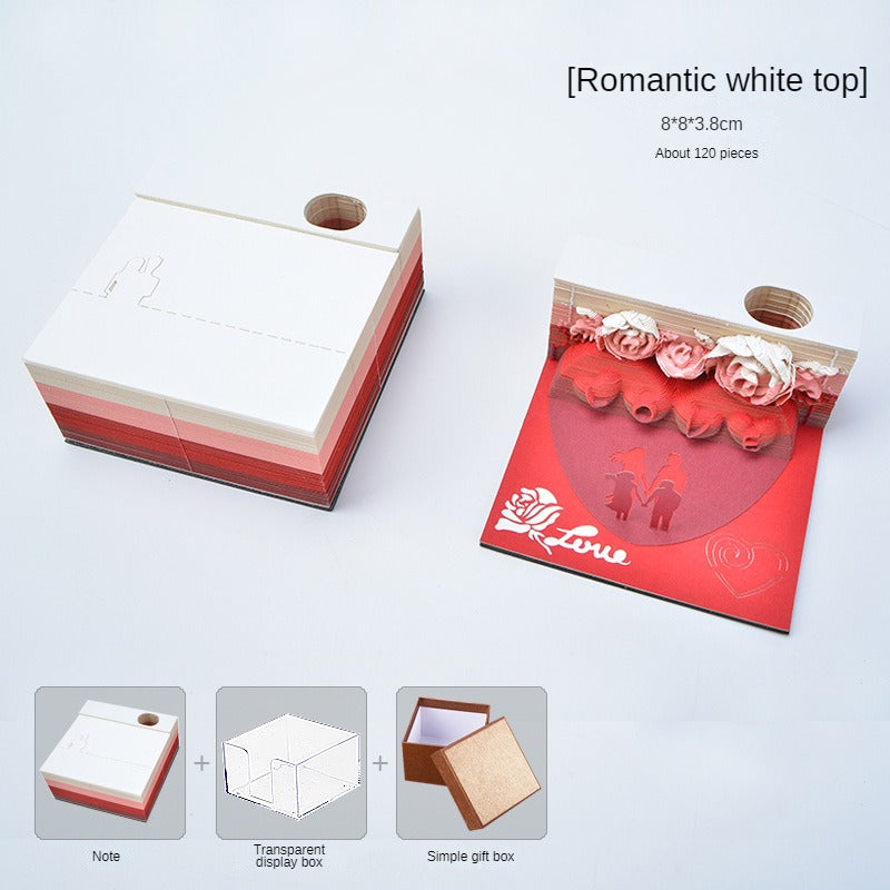 Romantic Three-Dimensional Paper Carving Model Notepad Gradient Modeling Creative Sticky Note Model Gift