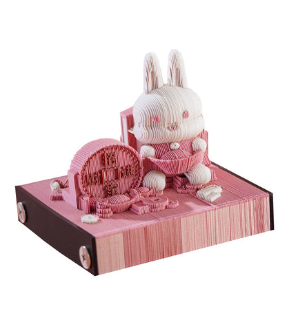 Lucky Rabbit Lucky Three-Dimensional Paper Carving Note Diy Creative Cartoon Good-looking Middle School Student Multi-Functional Desktop Decoration