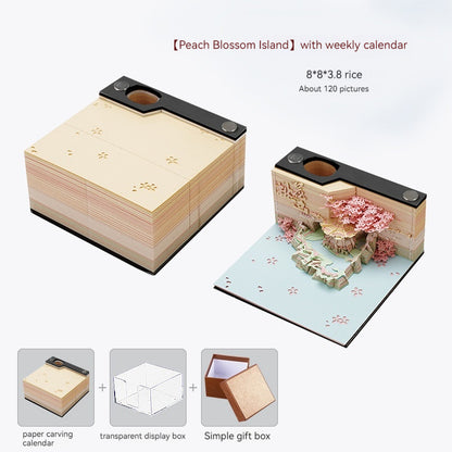 Peach Blossom Island 3d Stereo Sticky Notes Internet Celebrity Note Paper Carved Artwork Cheap Creative Building Notepad